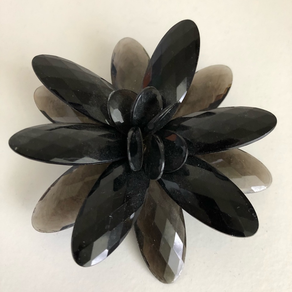 Antique Black Flower Brooch